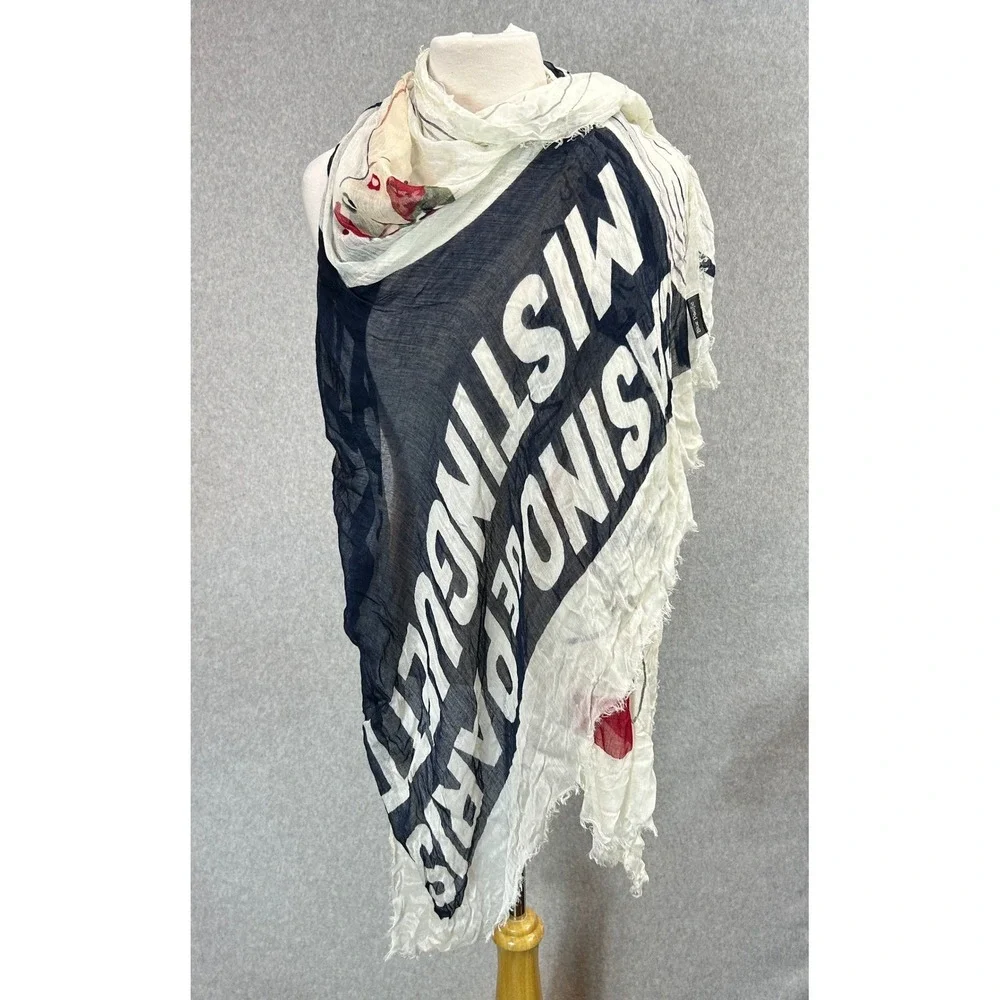 Blue Pacific Scarf Casino‎ de Paris Miss Mistinguett Showgirl Silk Cashmere Wrap